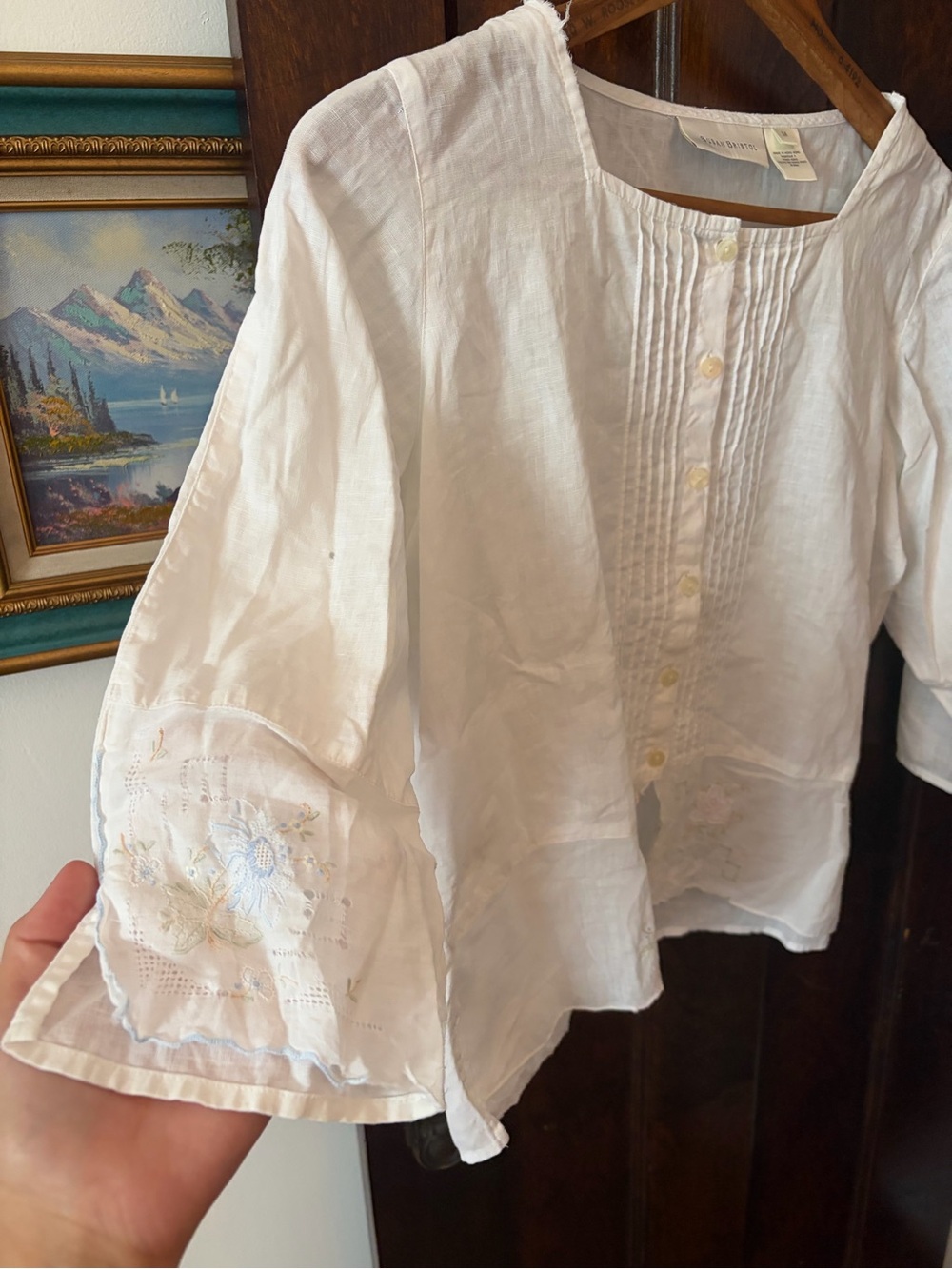 Vintage 100% Cotton Embroidered Blouse - Picture 3 of 16